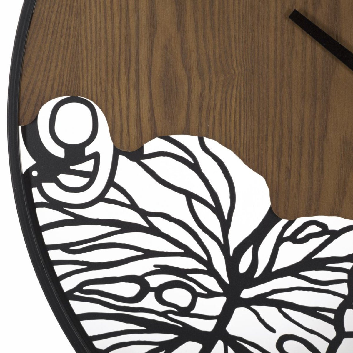 Horloge murale 60 cm Jasmine Noir et Bois - vue 3