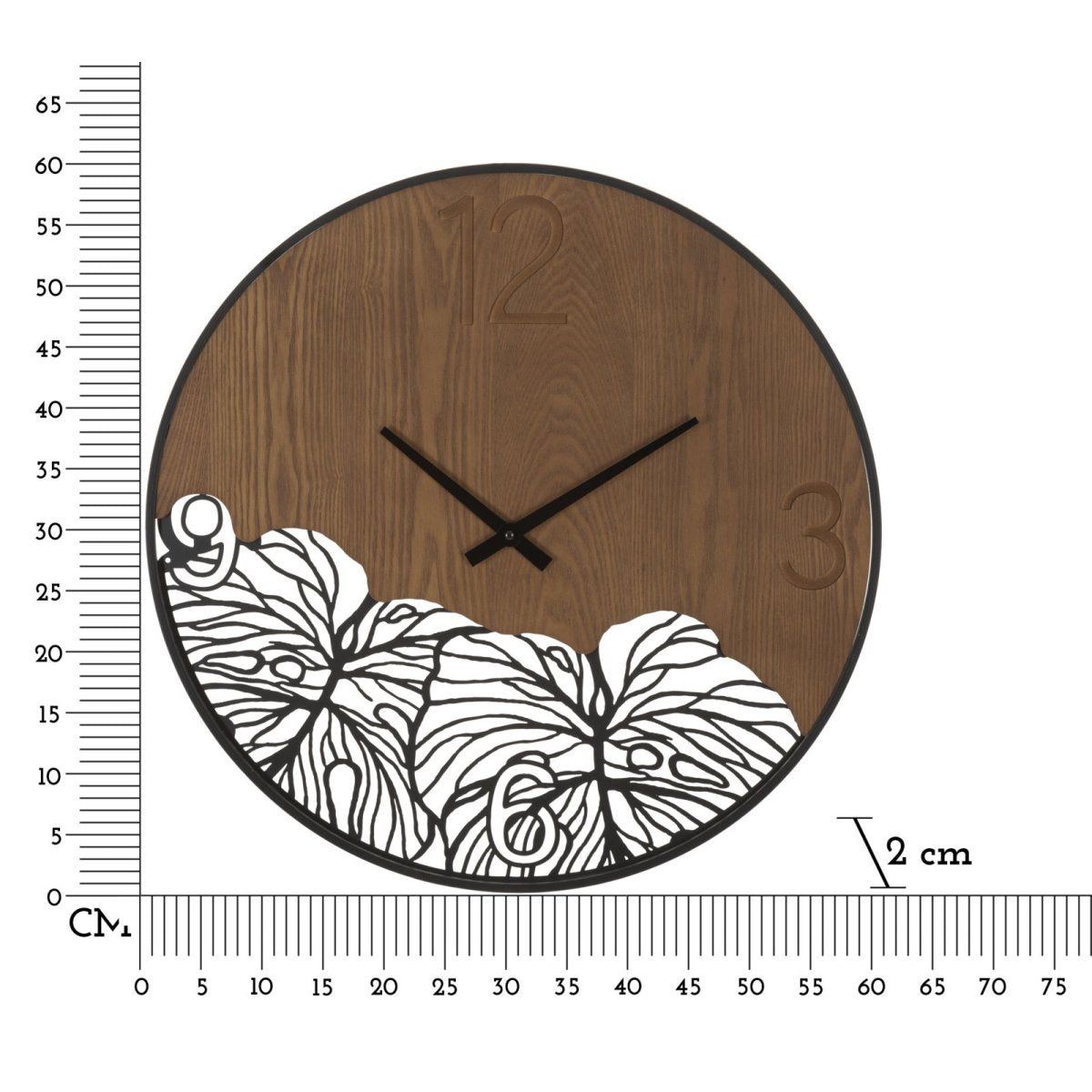 Horloge murale 60 cm Jasmine Noir et Bois - vue 6