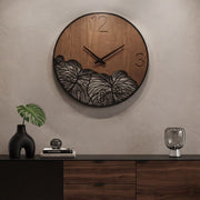Horloge murale 60 cm Jasmine Noir et Bois