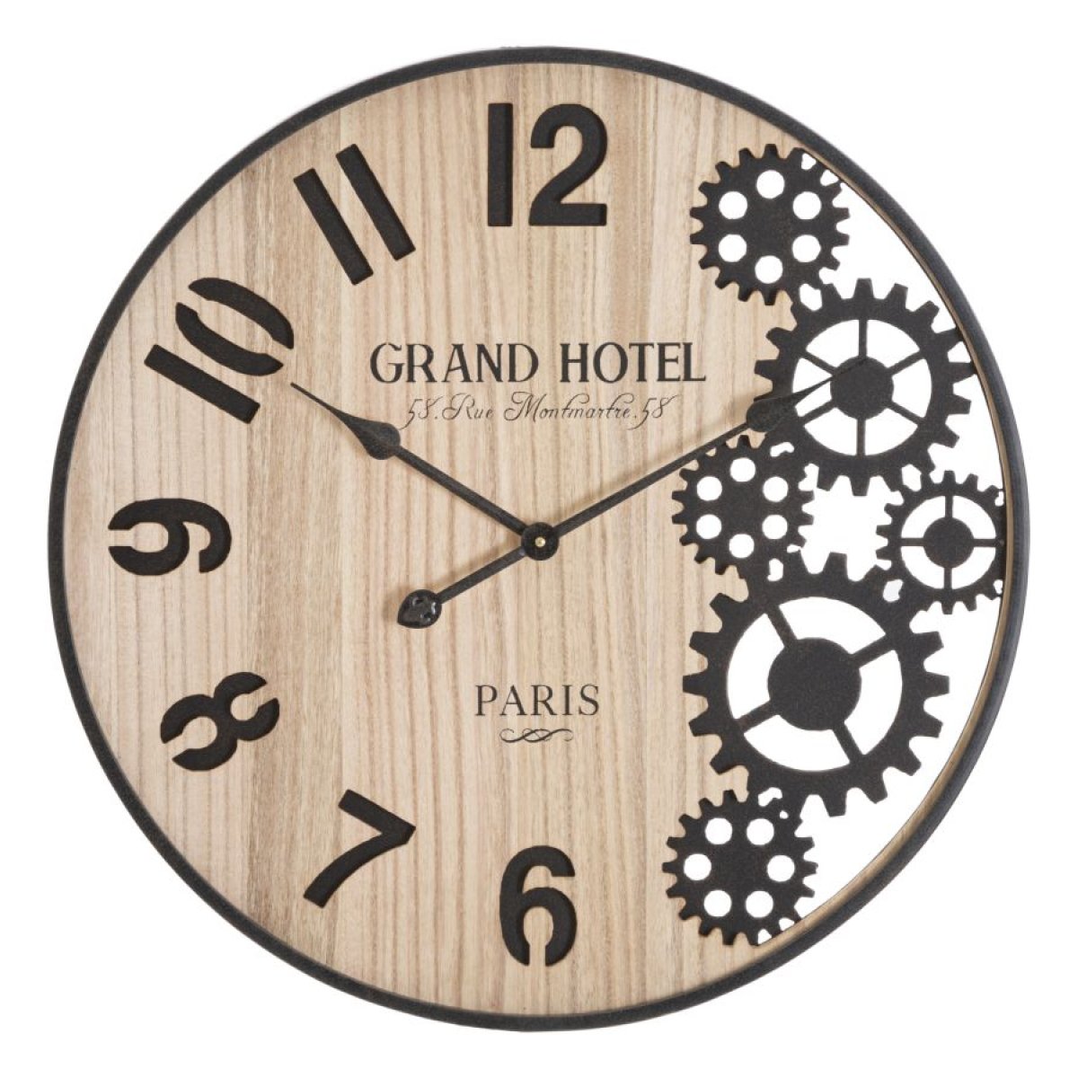 Horloge murale 60 cm Magnus Bois et Noir - vue 2