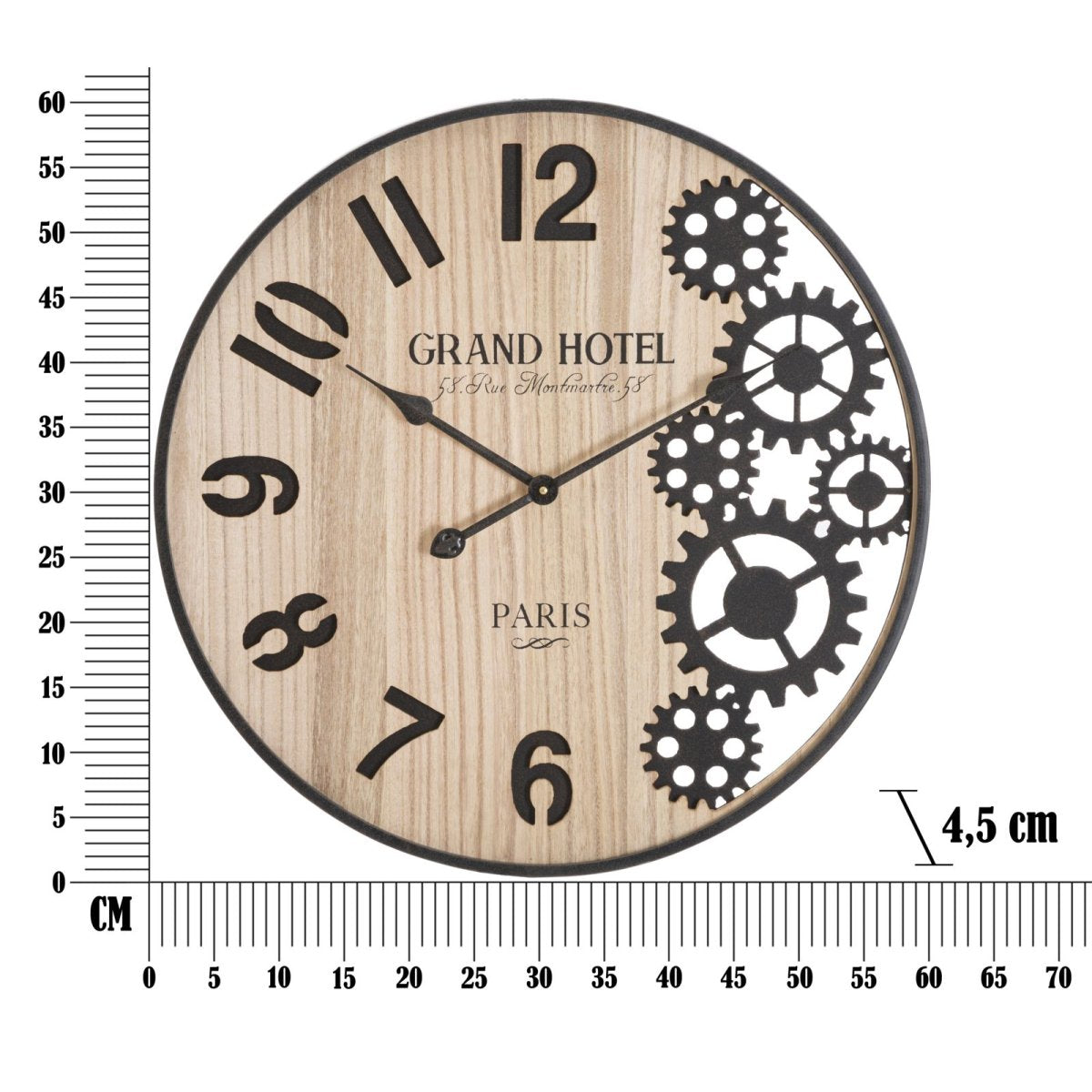 Horloge murale 60 cm Magnus Bois et Noir - vue 6
