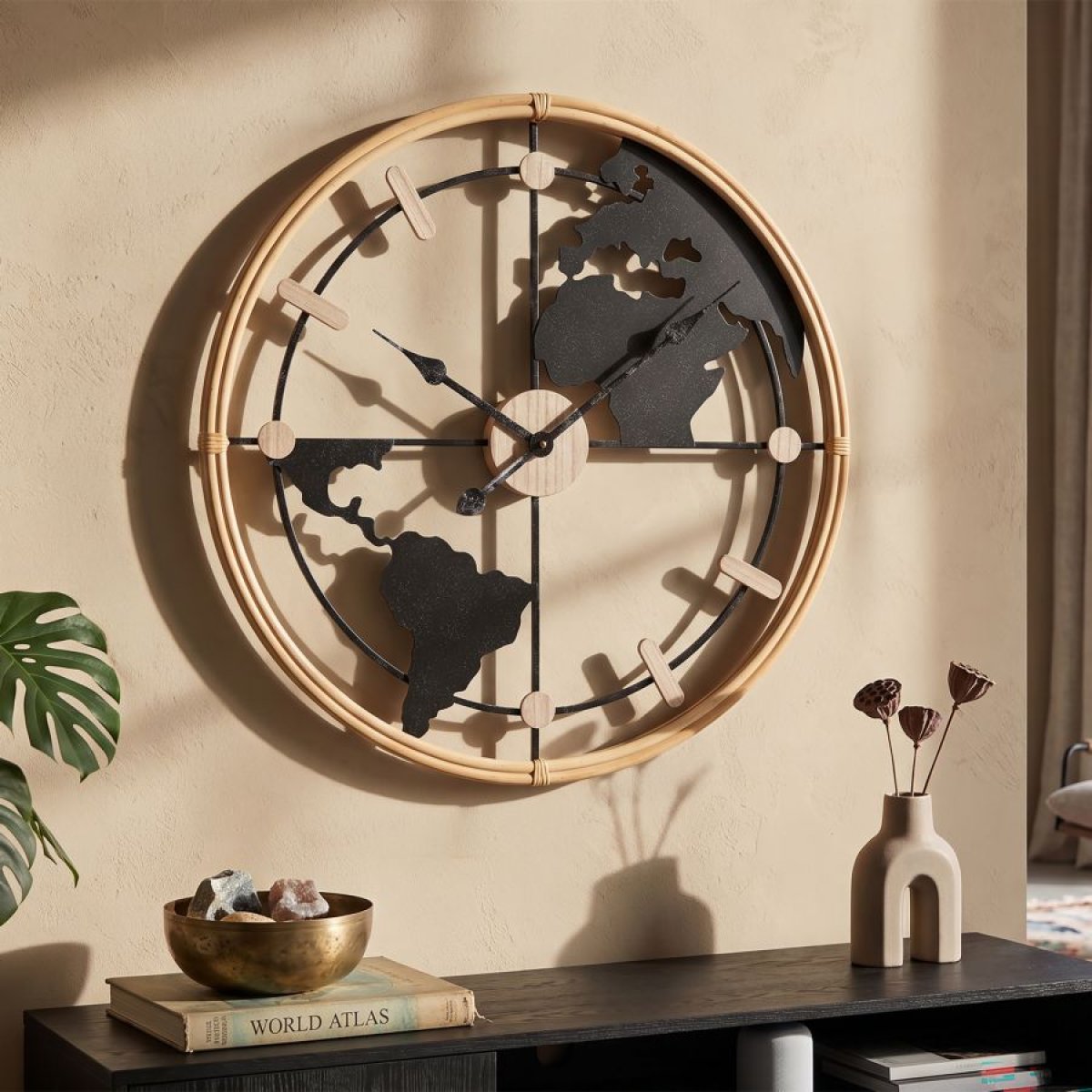 Horloge murale 60 cm Mondo Noir et Doré