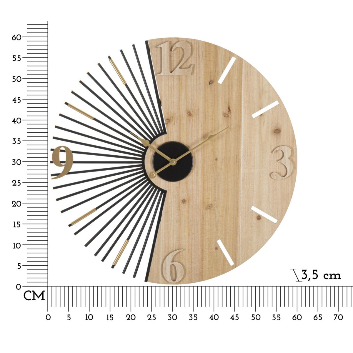 Horloge murale 60 cm Ottavia Bois et Noir - vue 6
