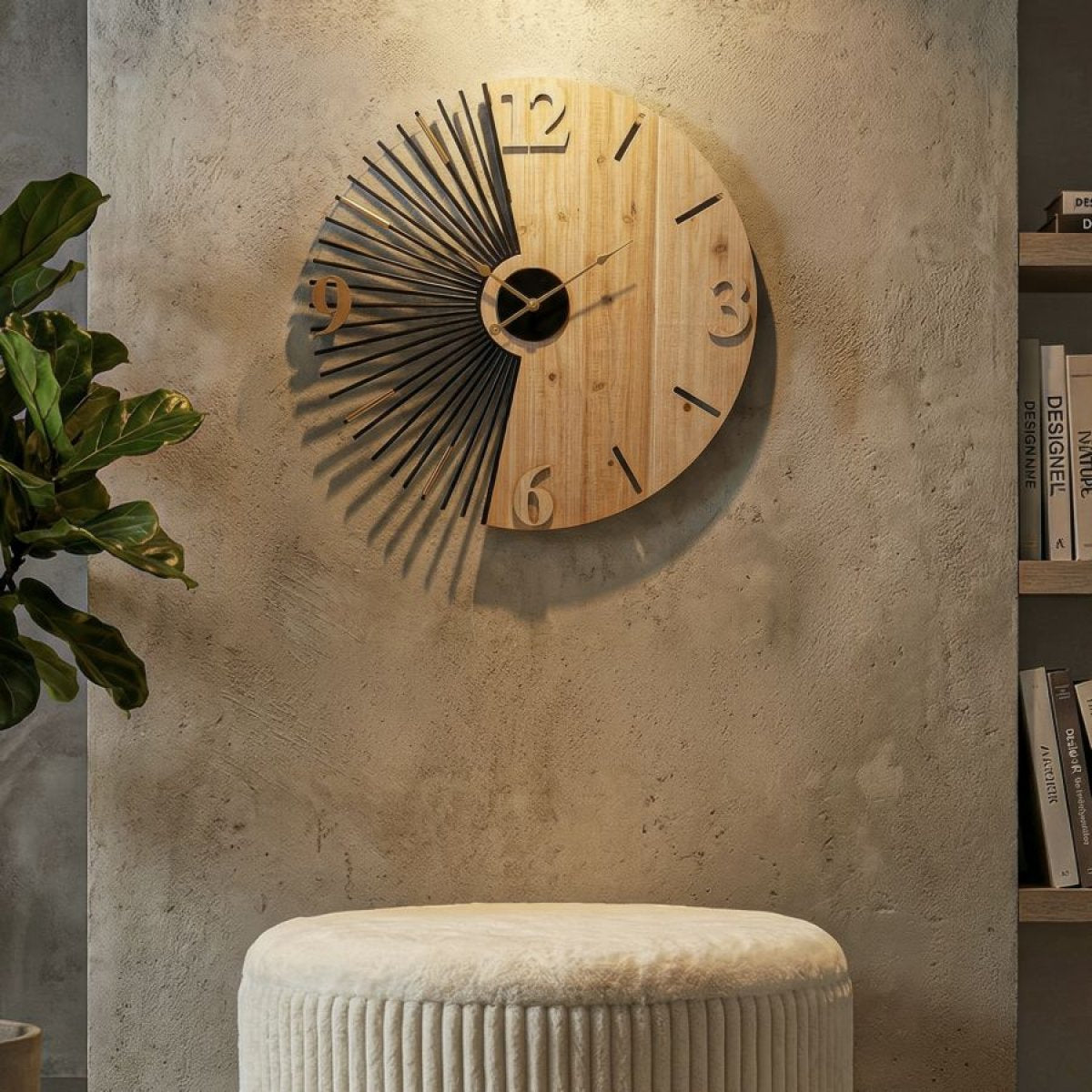 Horloge murale 60 cm Ottavia Bois et Noir