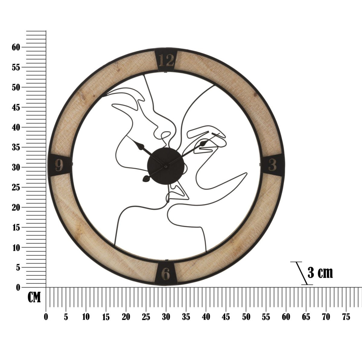 Horloge murale 60 cm Vesta Bois et Noir - vue 6