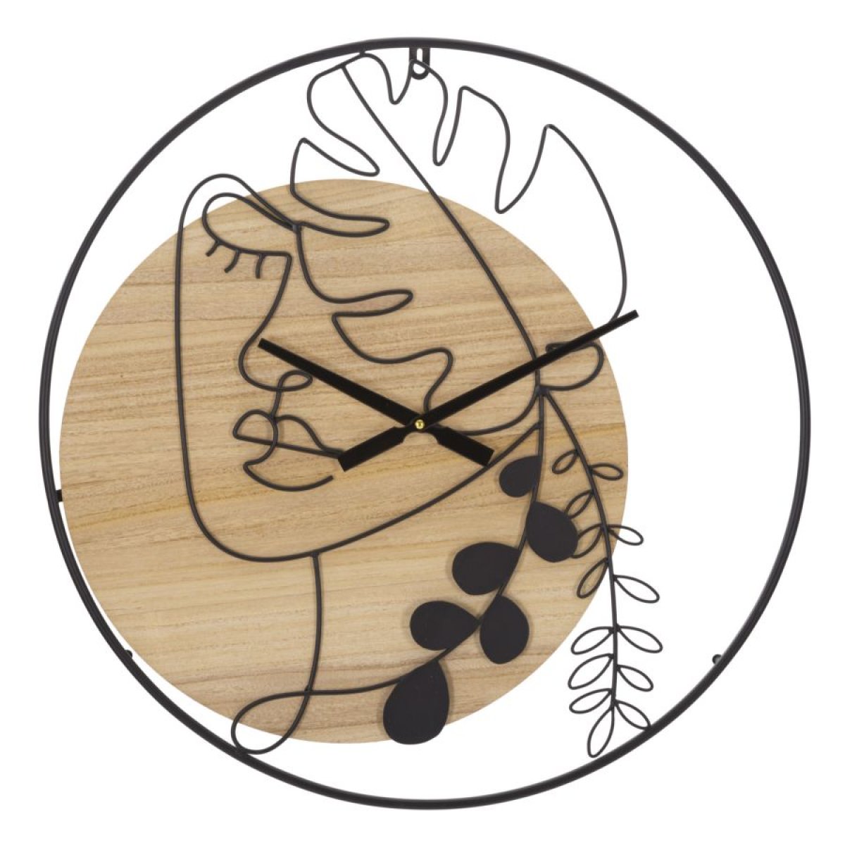 Horloge murale 60 cm visage de face Pomona Bois et Noir - vue 2