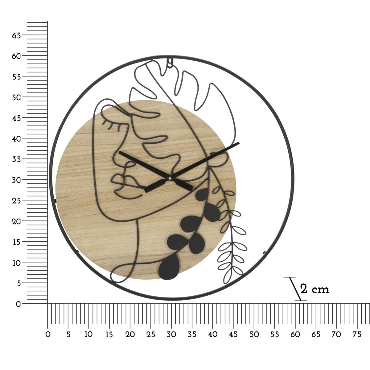 Horloge murale 60 cm visage de face Pomona Bois et Noir - vue 6