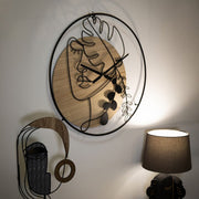 Horloge murale 60 cm visage de face Pomona Bois et Noir