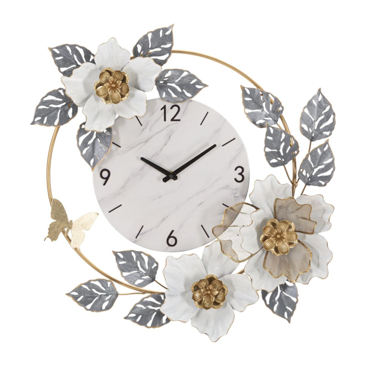 Horloge murale 64 cm Acanthe Blanc et Argenté - vue 2