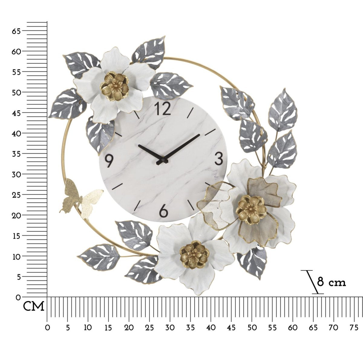 Horloge murale 64 cm Acanthe Blanc et Argenté - vue 6