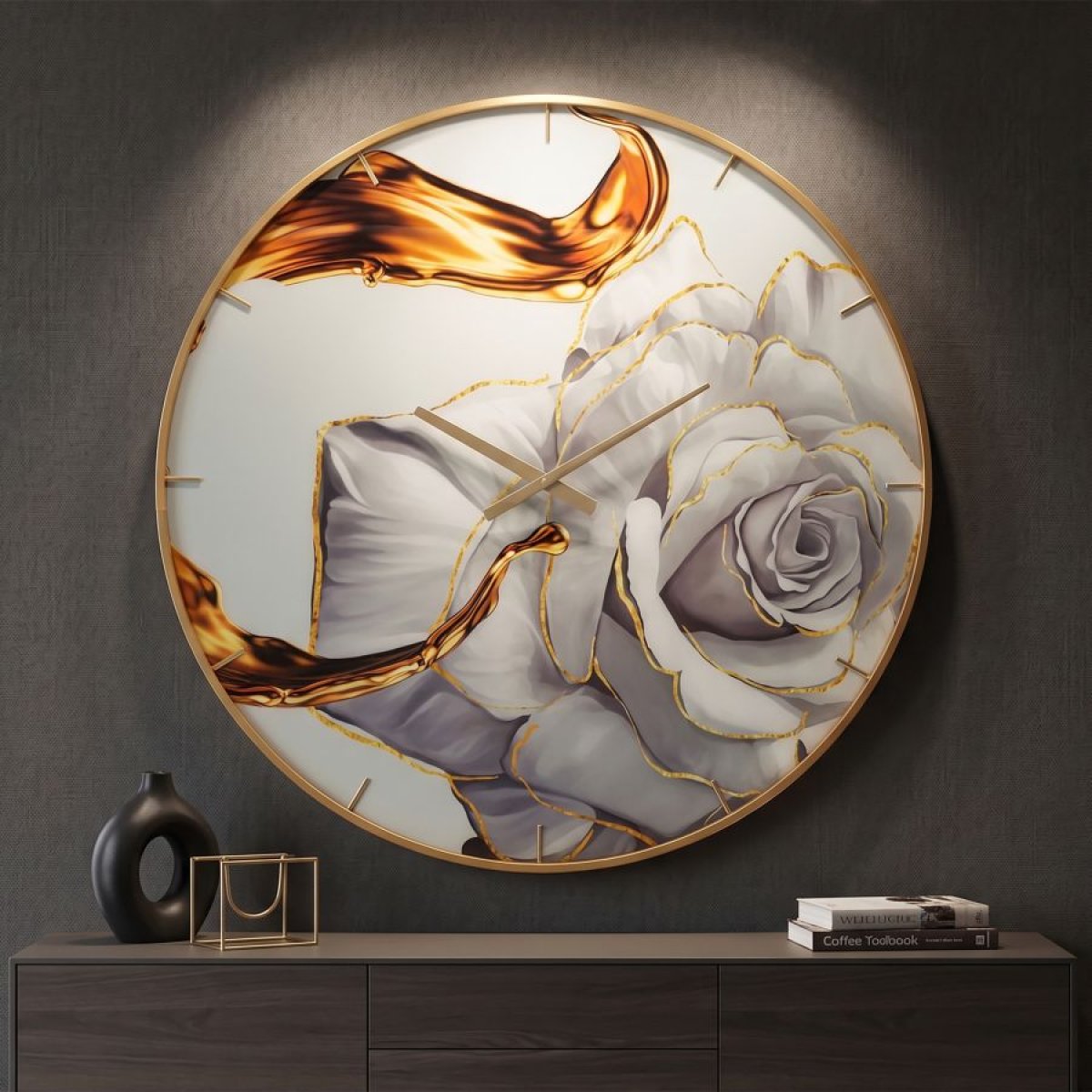Horloge murale 80 cm Rosie Doré et Gris