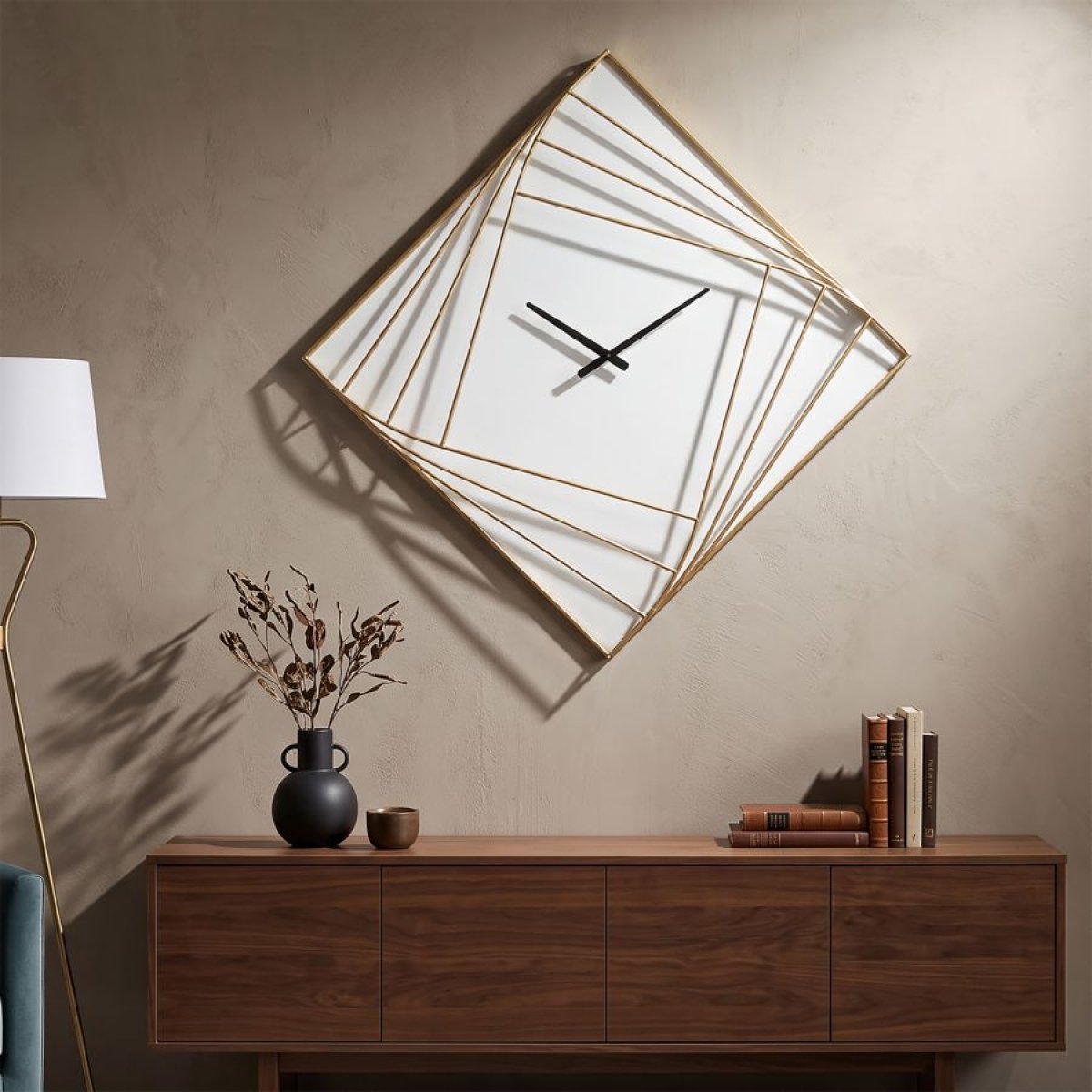 Horloge murale 85 cm Callisto Doré et Blanc