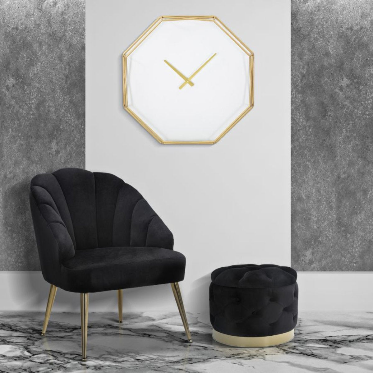 Horloge murale Cordelia Doré et Blanc 56 cm