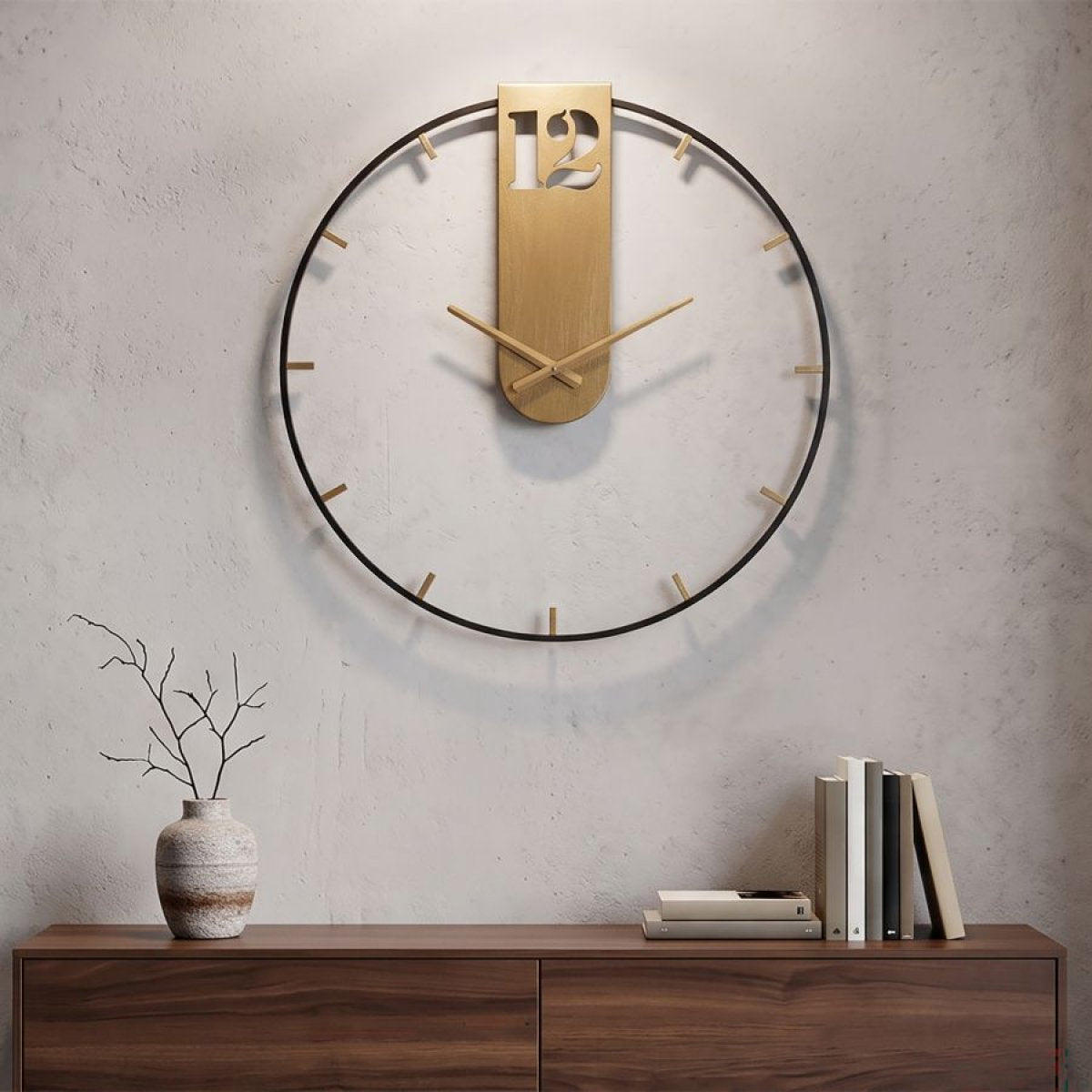 Horloge murale 60 cm Ottavio Doré et Noir