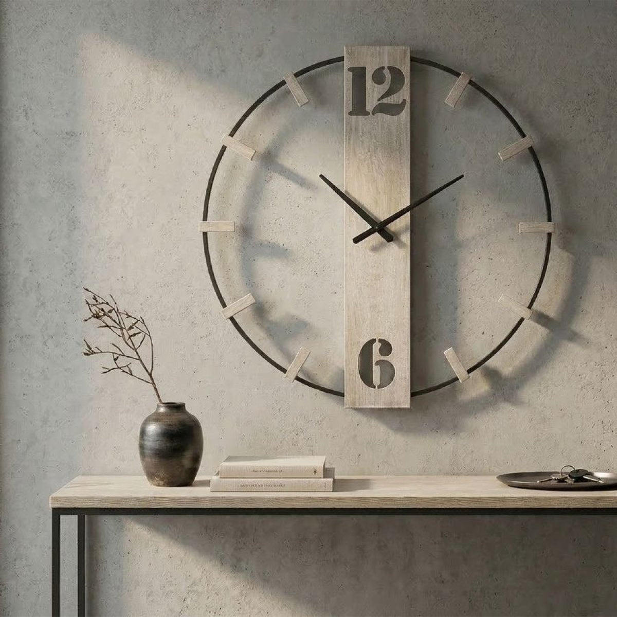Horloge murale 61 cm Silver Noir et Argenté