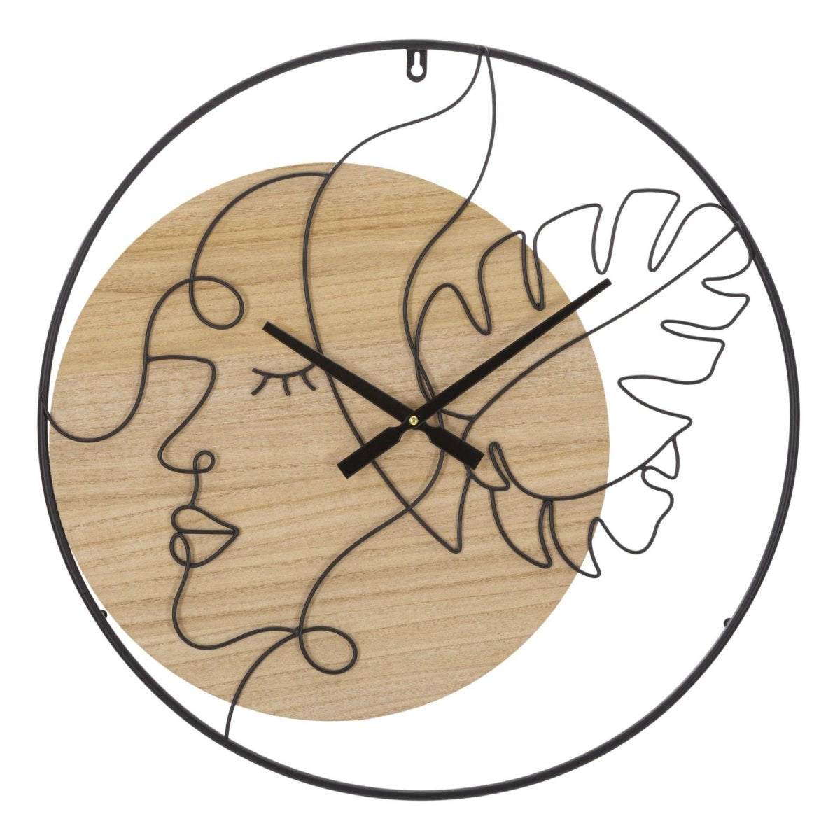 Horloge murale 60 cm visage de profil Ponoma Bois et Noir - vue 2