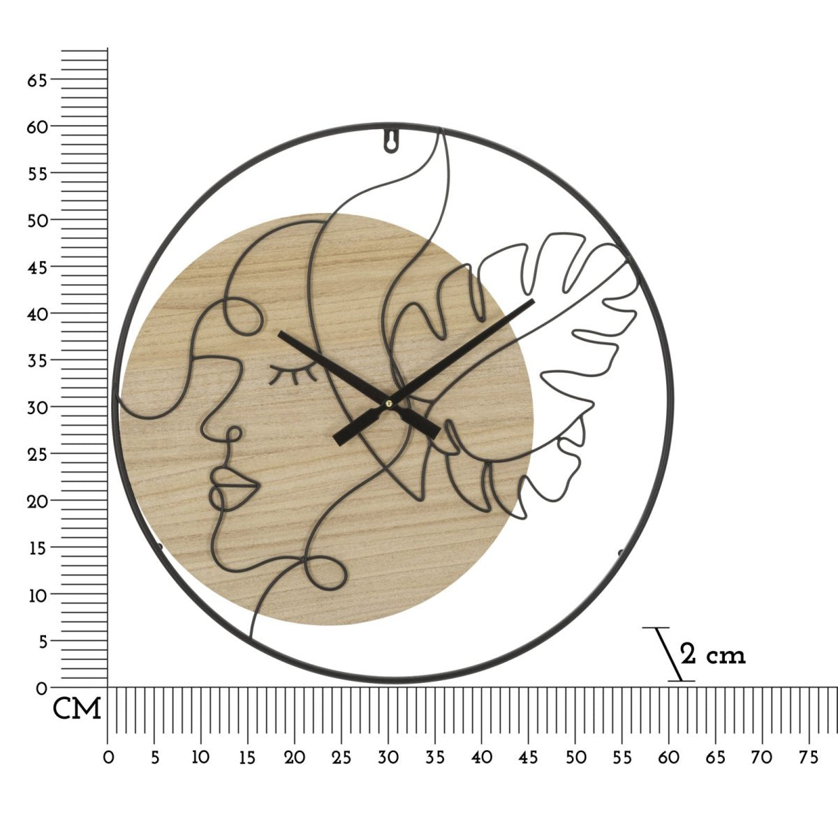 Horloge murale 60 cm visage de profil Ponoma Bois et Noir - vue 6