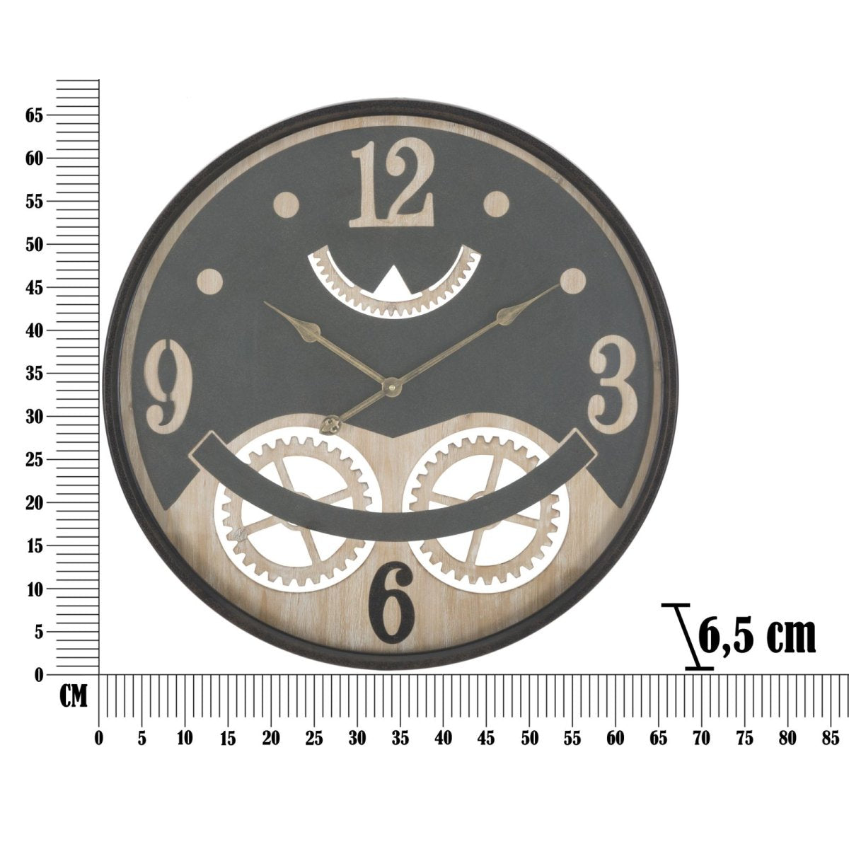Horloge murale 67 cm Archibald Noir et Marron - vue 6