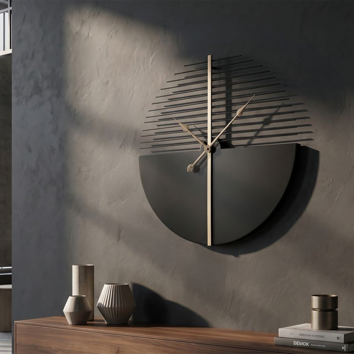 Horloge murale 60 cm Galileo Noir et Doré