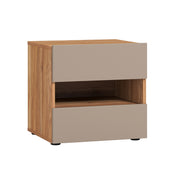 Chevet 2 tiroirs 1 niche Iséa Taupe et Bois