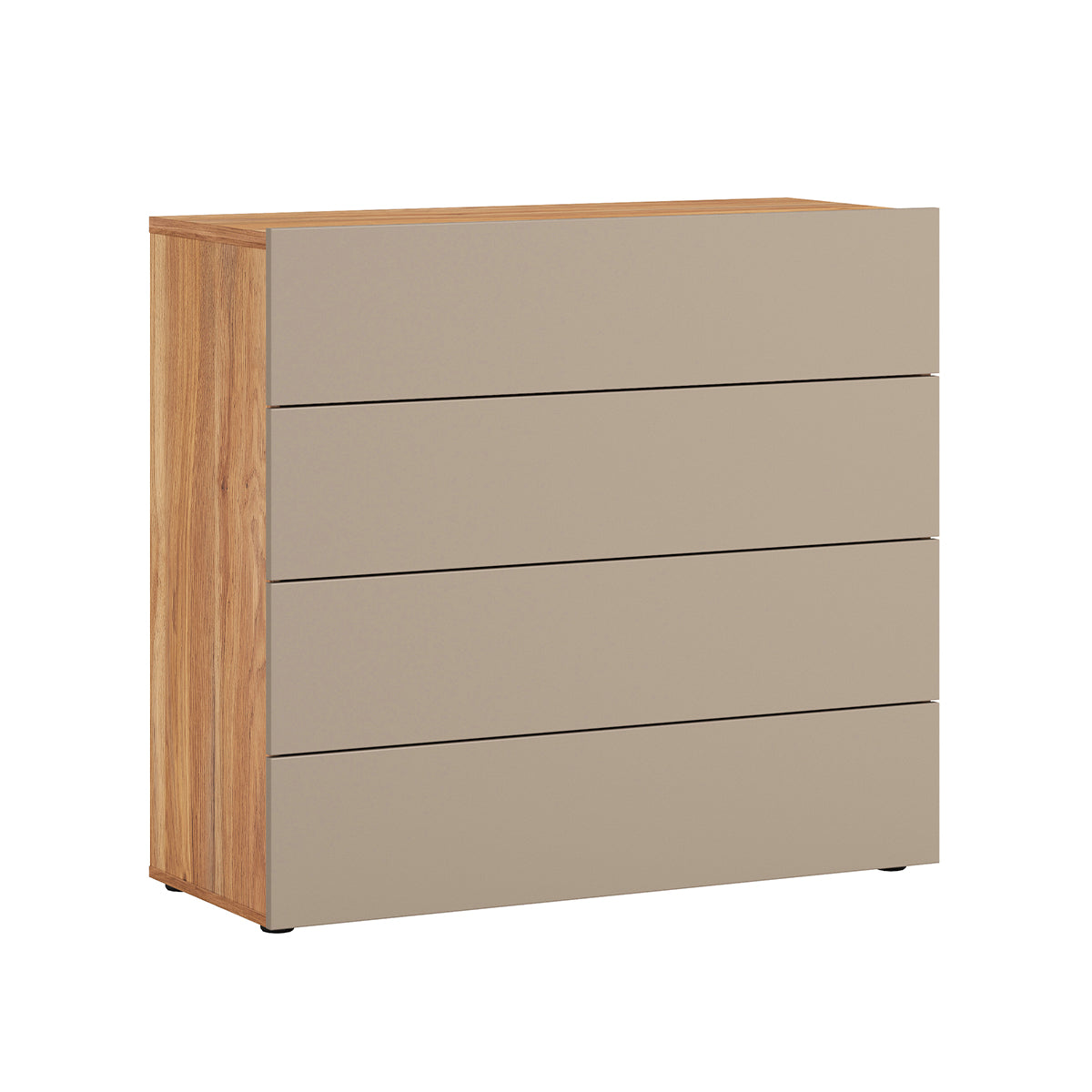 Commode 4 tiroirs Iséa Taupe et Bois