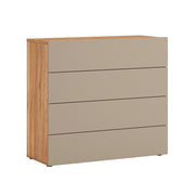 Commode 4 tiroirs Iséa Taupe et Bois