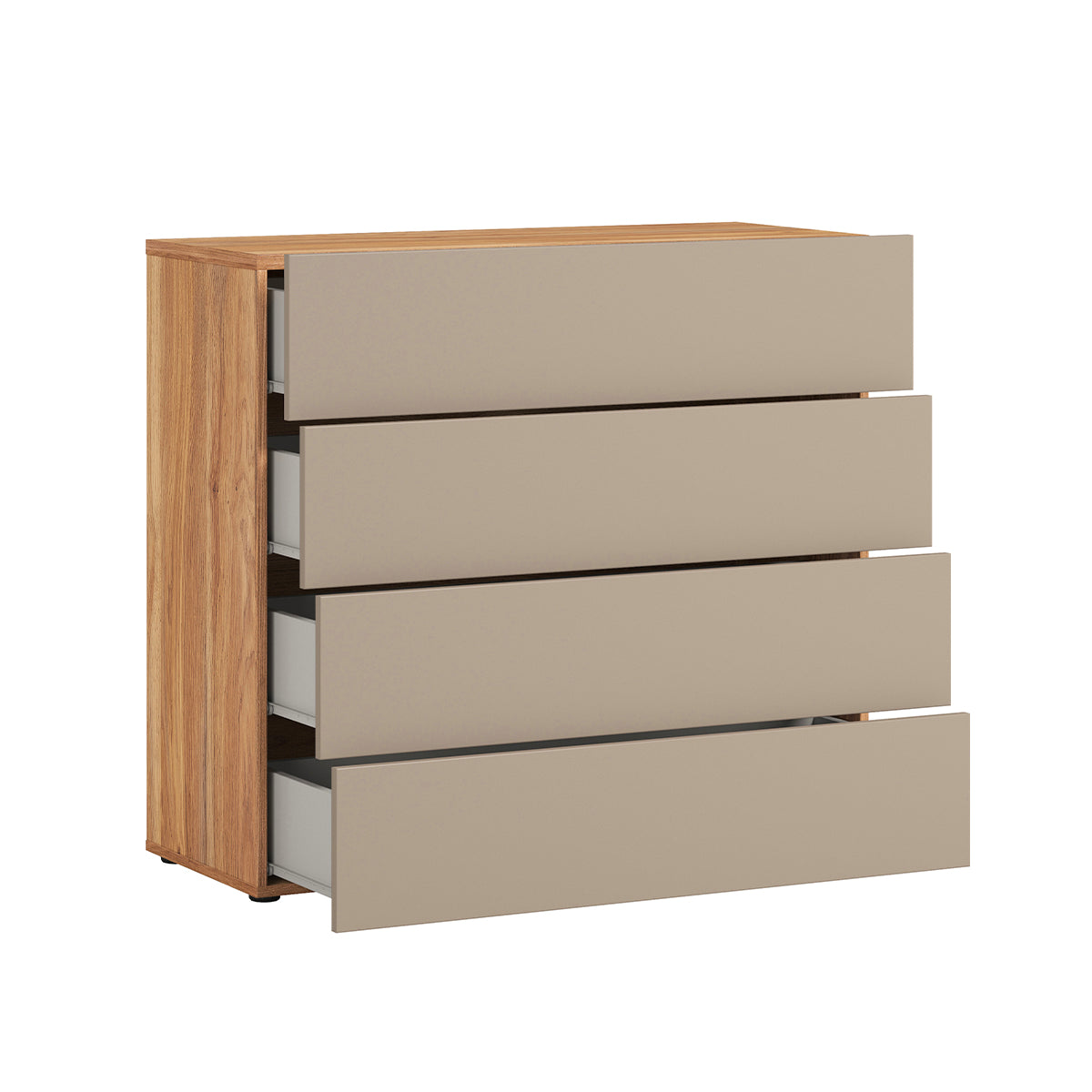 Commode 4 tiroirs Iséa Taupe et Bois - vue 3