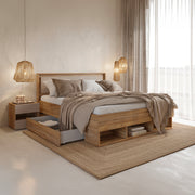 Lit 160x200 2 tiroirs et sommier et LED inclus Iséa Bois et Taupe - vue 2