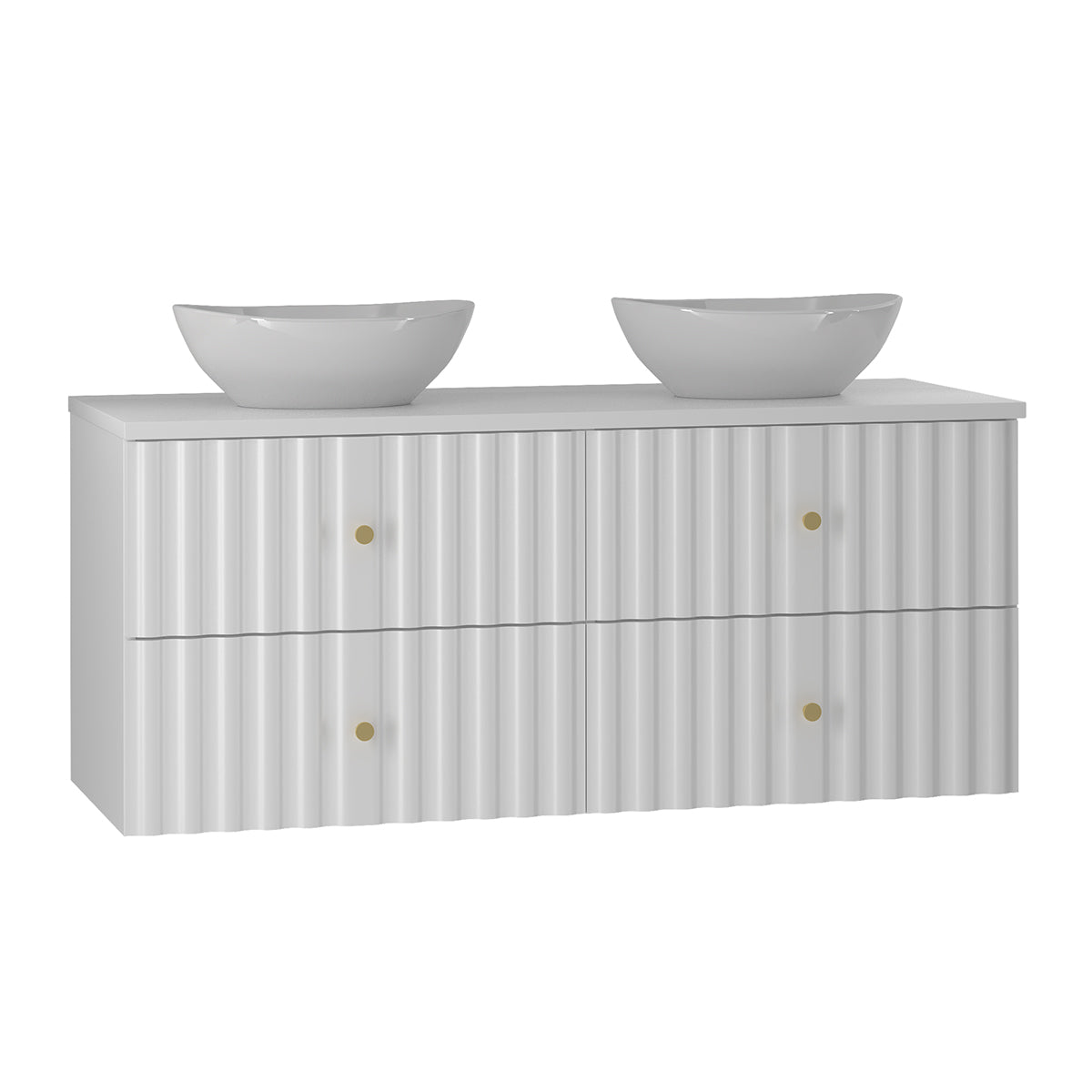 Ensemble meuble double vasque 120cm et colonne Izae Blanc - vue 3