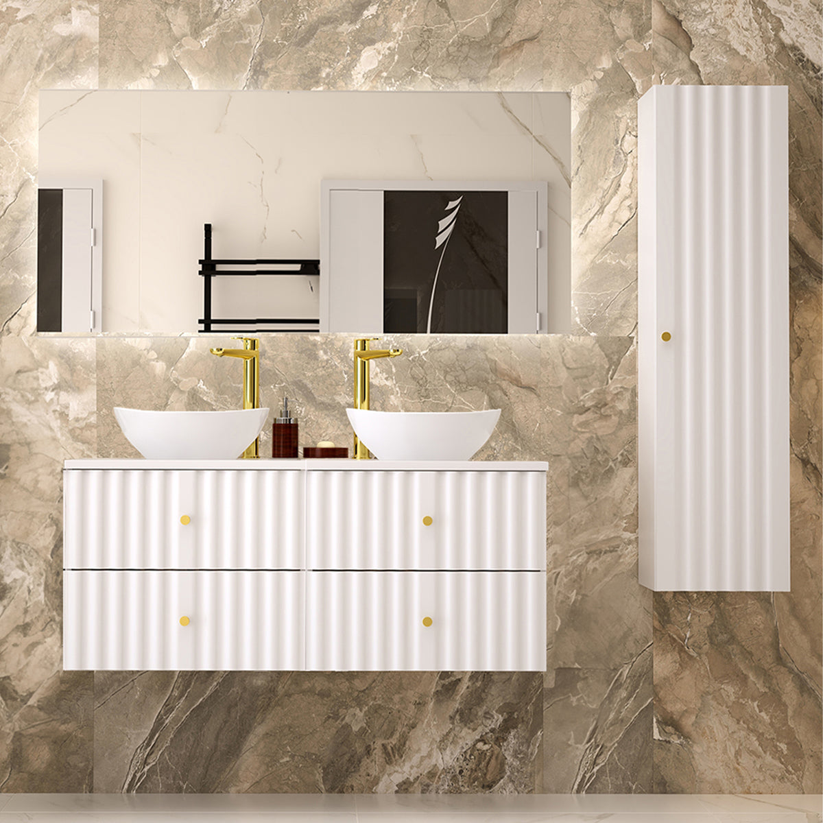Meuble double vasque 120cm Izae Blanc - vue 5