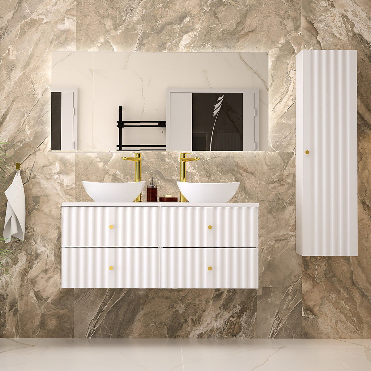 Meuble sous-vasque 120cm Izae Blanc - vue 5