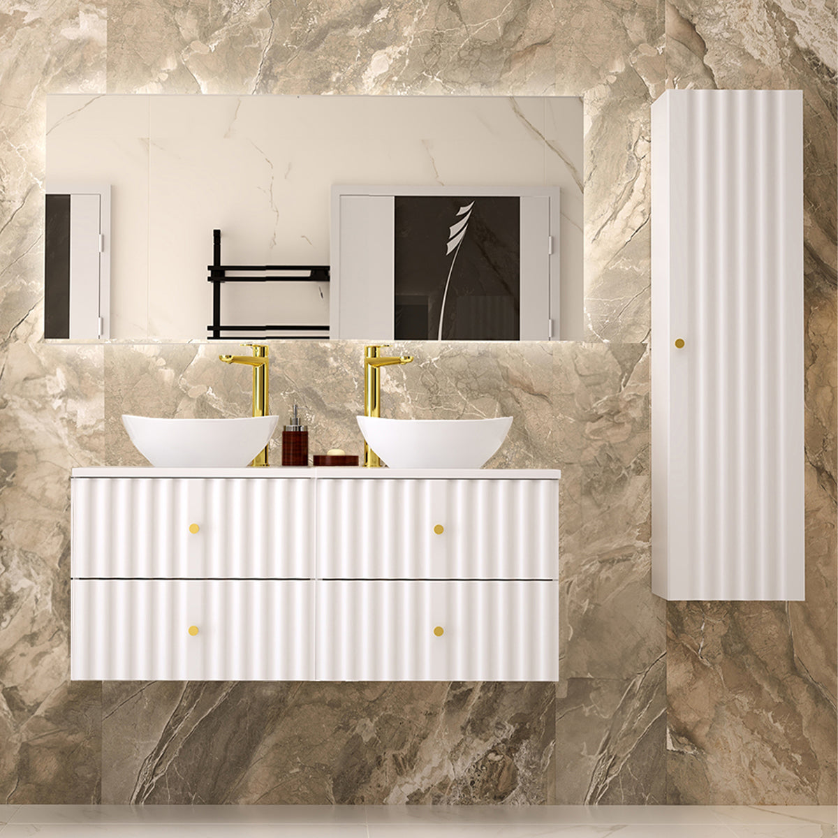 Meuble sous-vasque 120cm plan de toilette Izae Blanc - vue 5