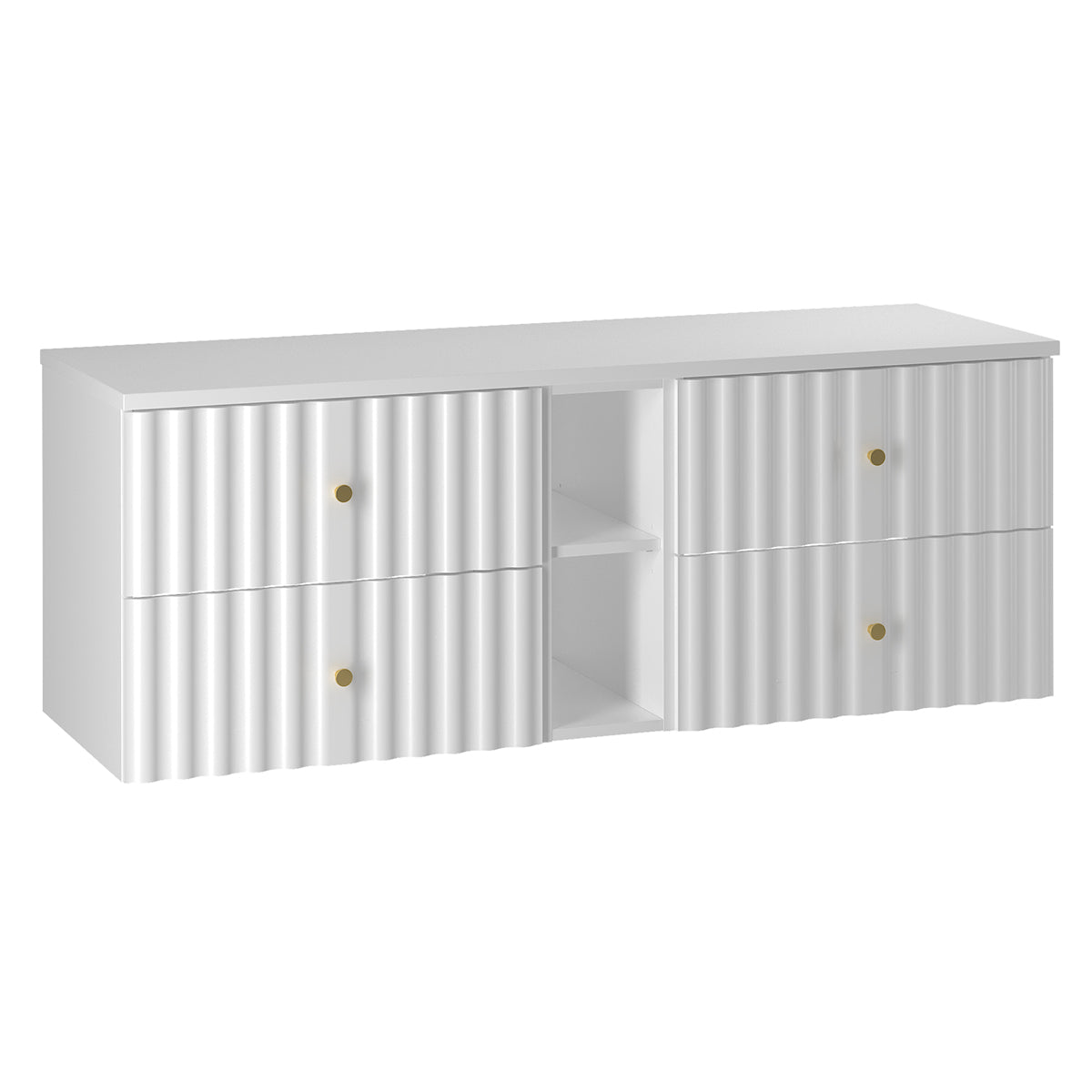 Meuble sous-vasque 140cm 2 niches plan de toilette Izae Blanc