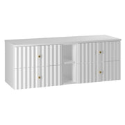 Meuble sous-vasque 140cm 2 niches plan de toilette Izae Blanc
