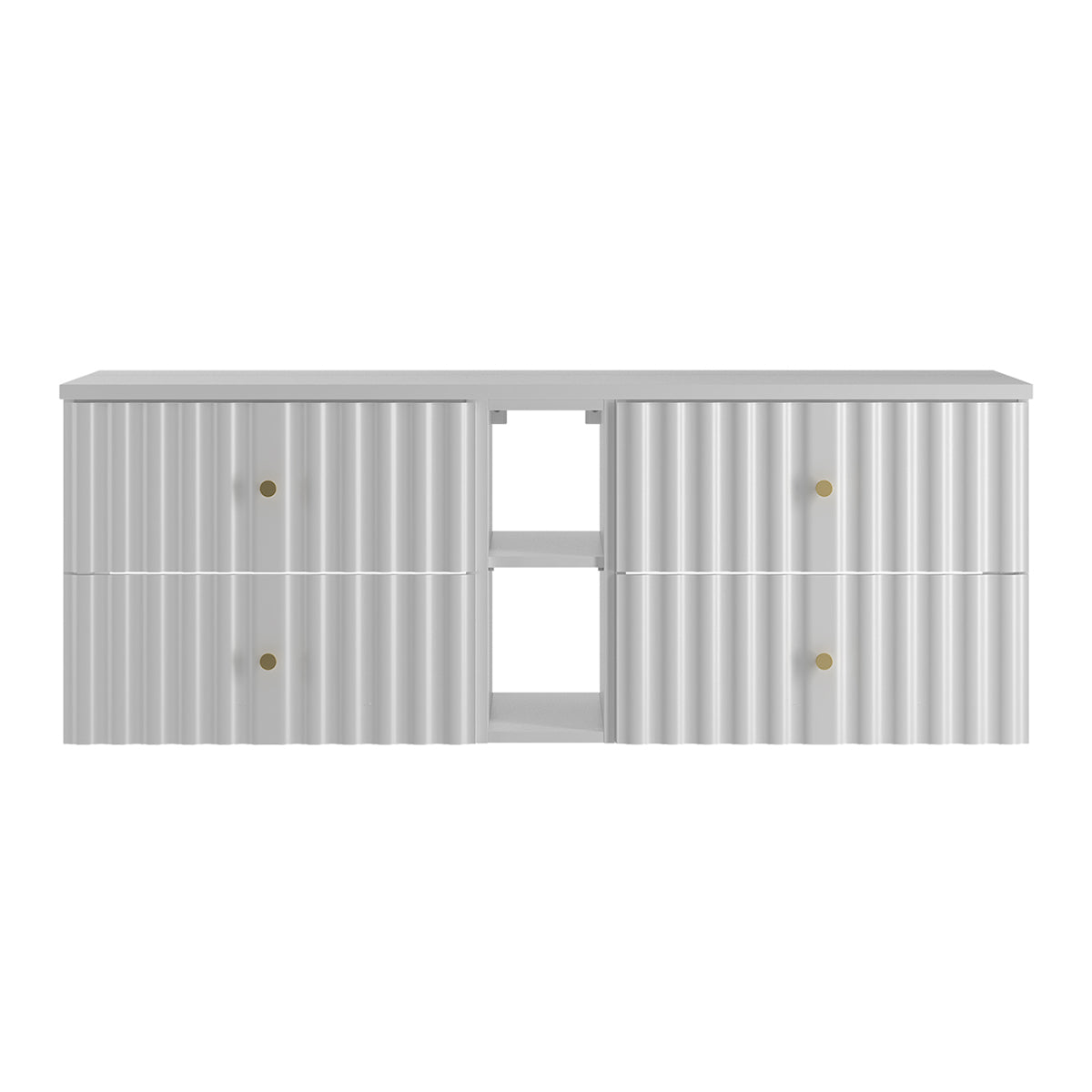 Meuble sous-vasque 140cm 2 niches plan de toilette Izae Blanc - vue 2