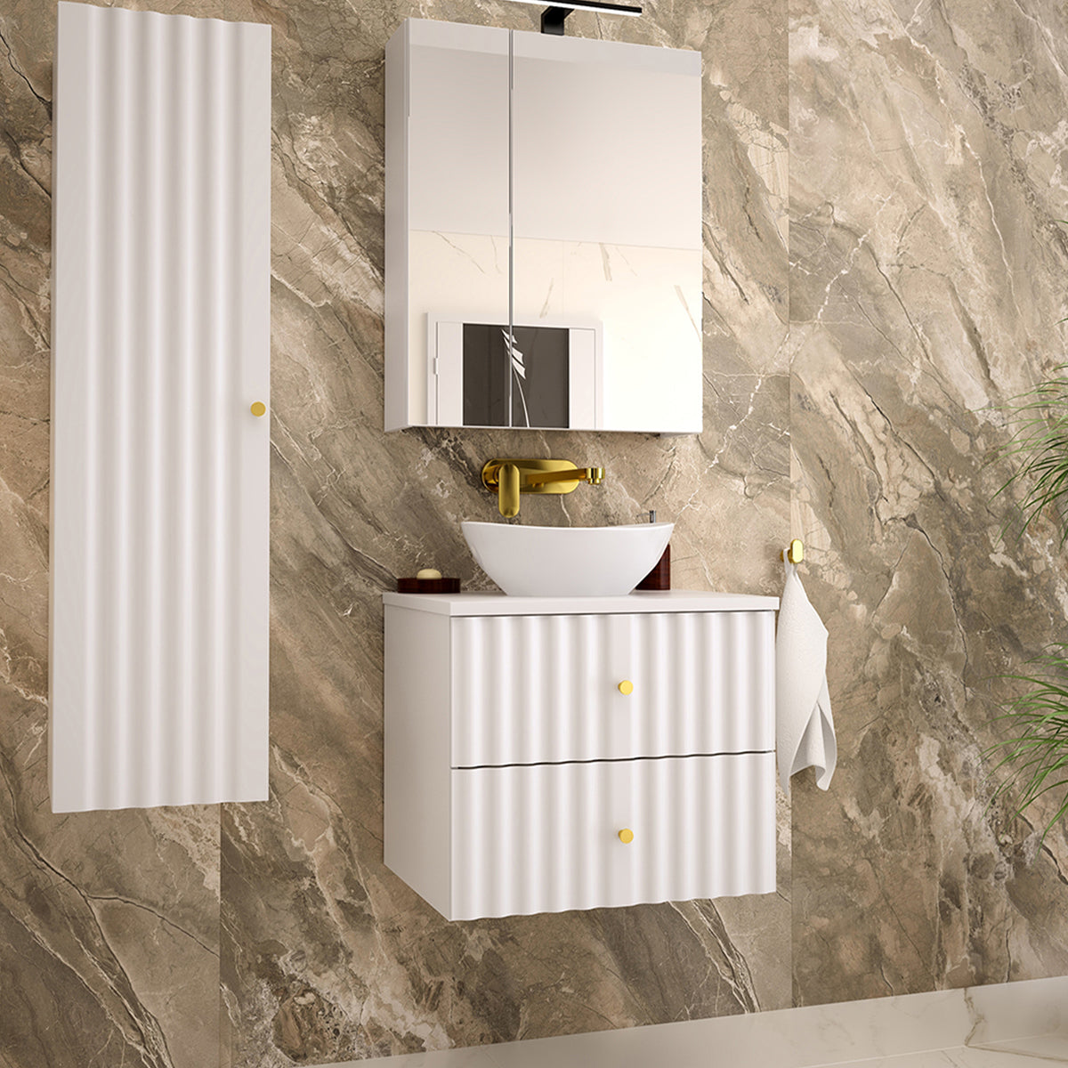 Meuble sous-vasque 60cm plan de toilette Izae Blanc - vue 5