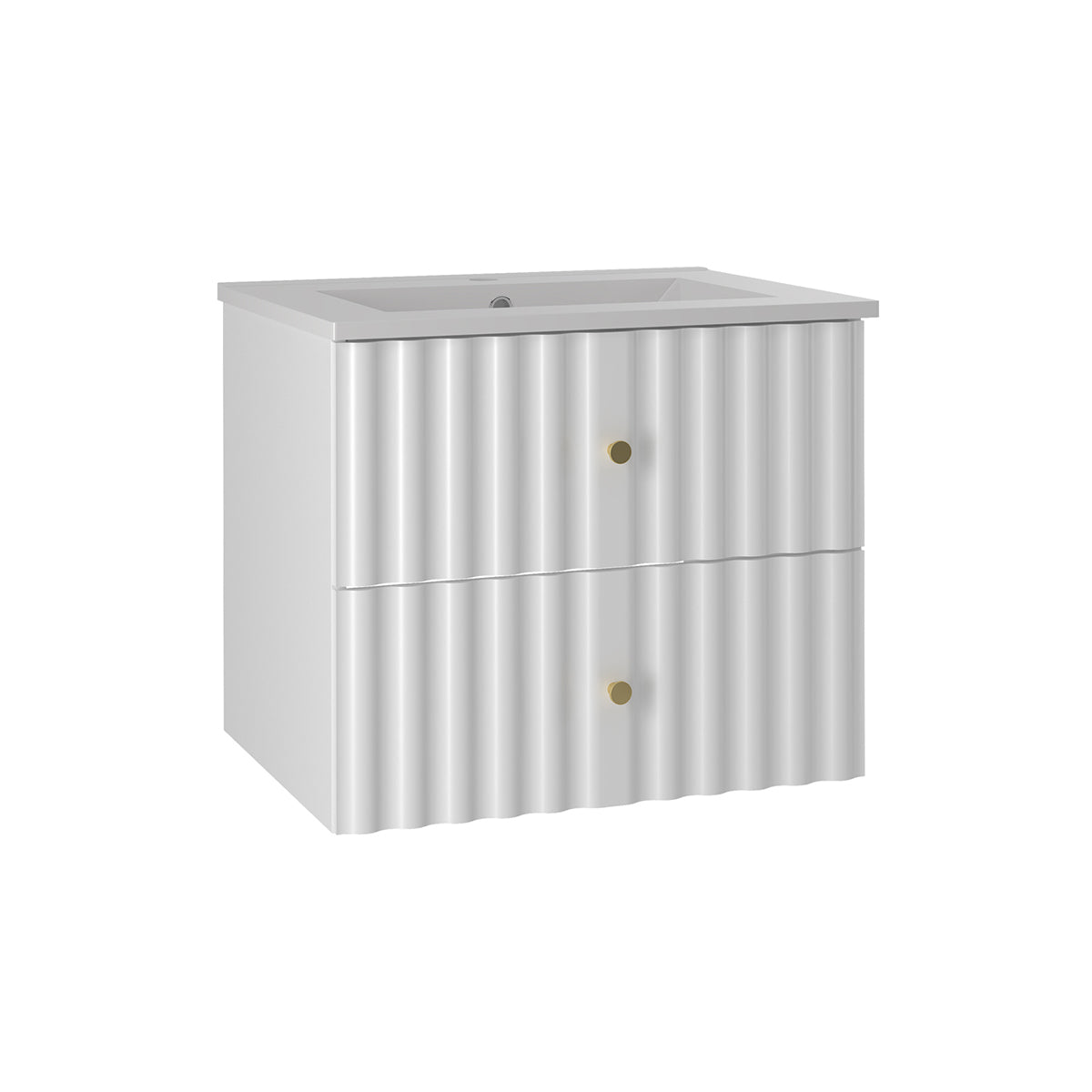 Ensemble meuble simple vasque encastrée 60cm et colonne Izae Blanc - vue 3
