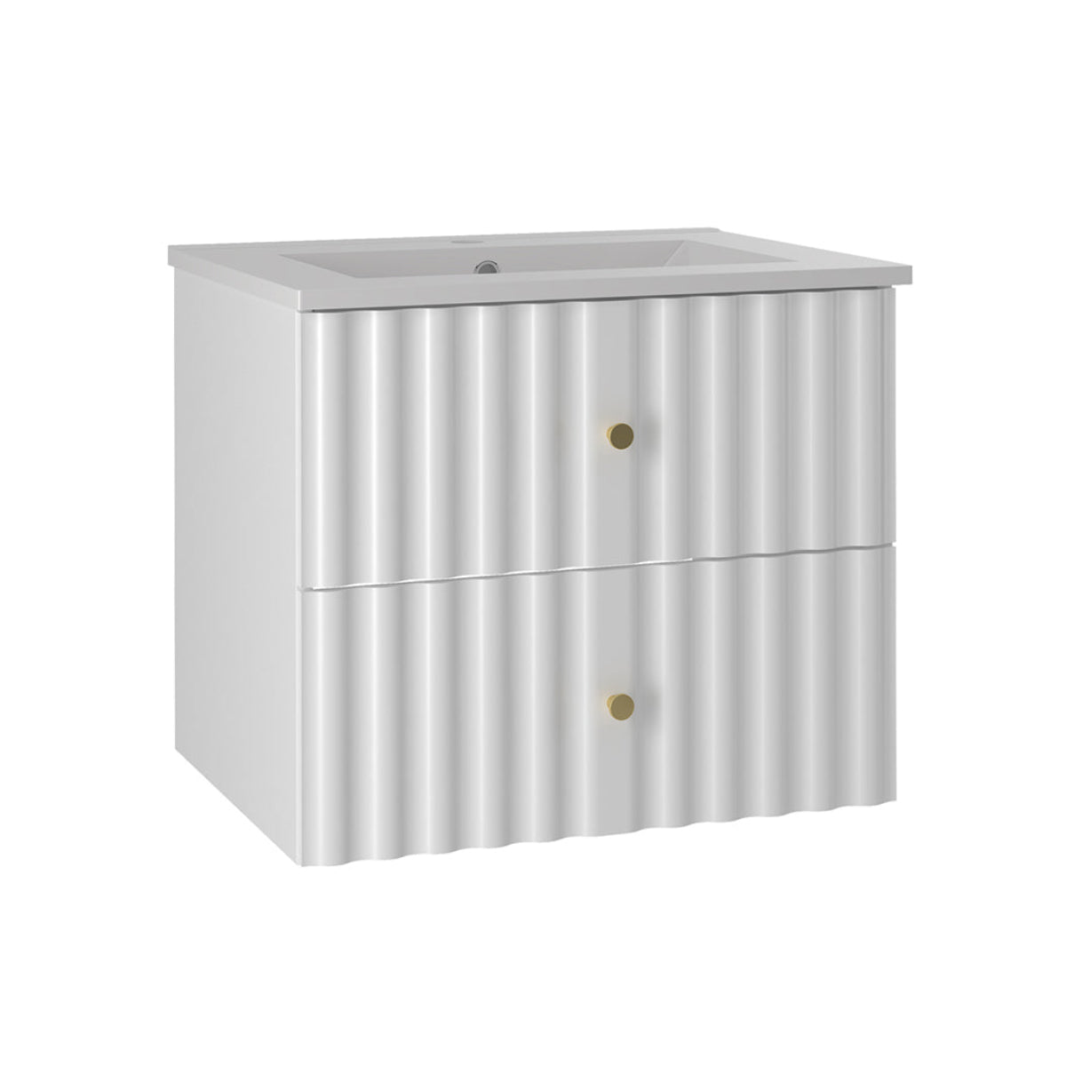 Meuble simple vasque encastrée 60cm Izae Blanc