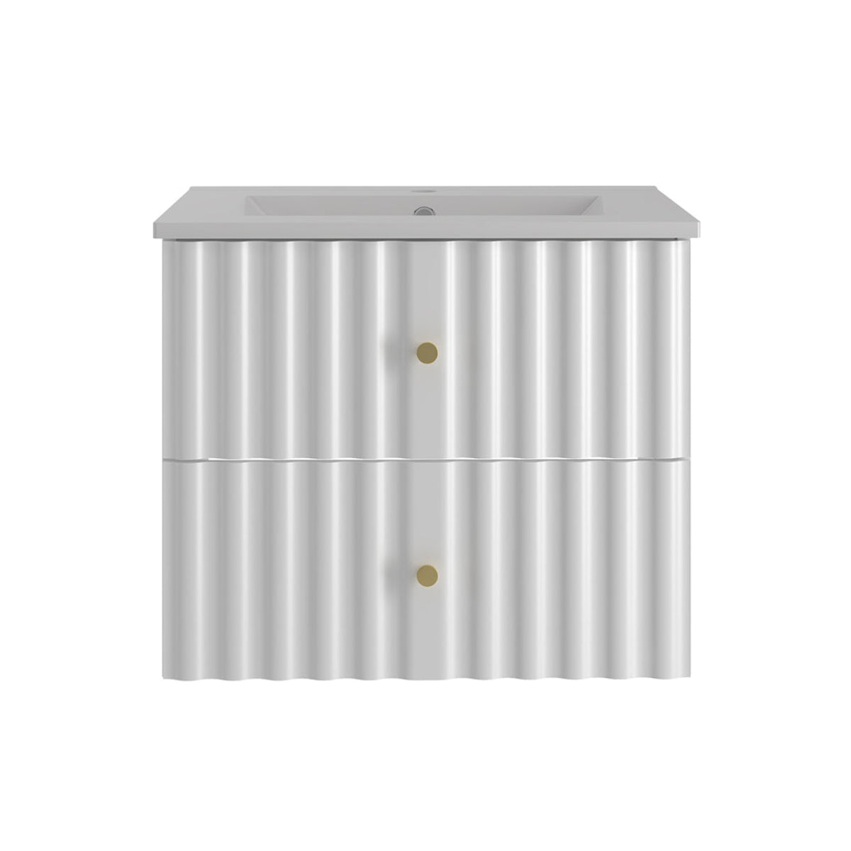 Meuble simple vasque encastrée 60cm Izae Blanc - vue 2