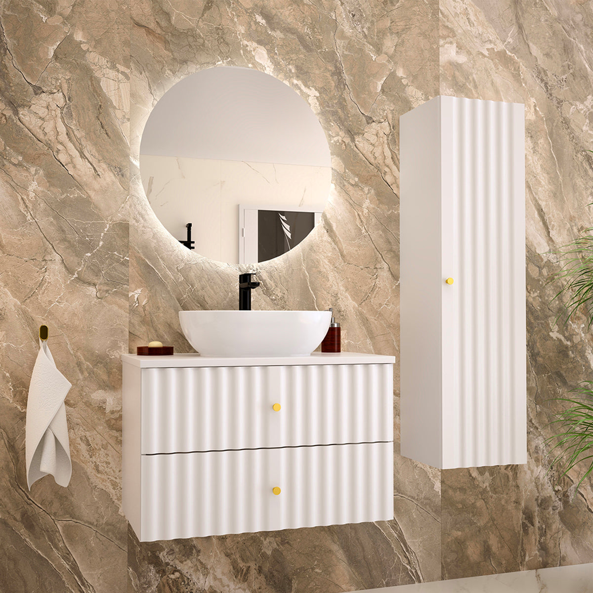 Meuble sous-vasque 80cm Izae Blanc - vue 5