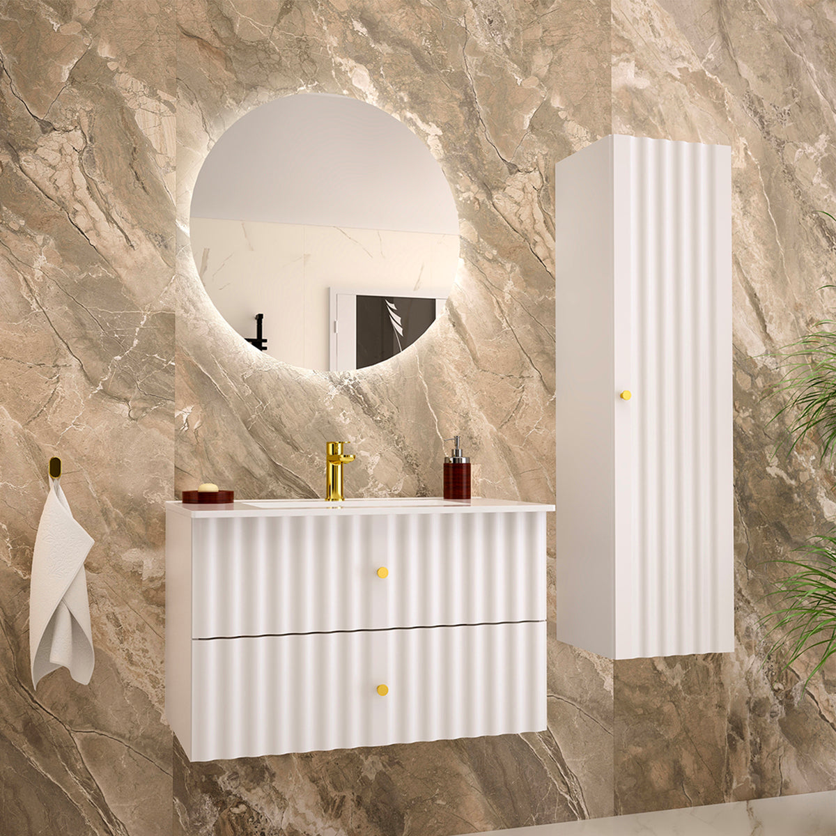 Meuble sous-vasque 80cm Izae Blanc - vue 6