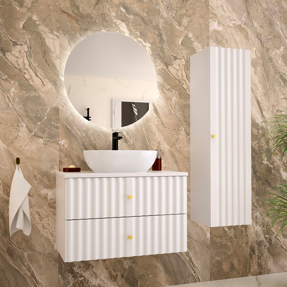 Meuble sous-vasque 80cm plan de toilette Izae Blanc - vue 5