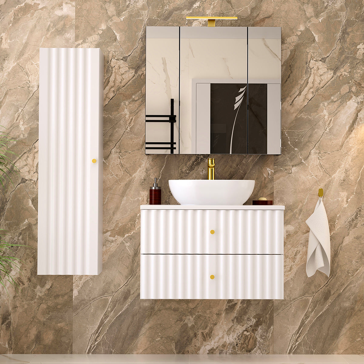 Meuble sous-vasque 80cm plan de toilette Izae Blanc - vue 6