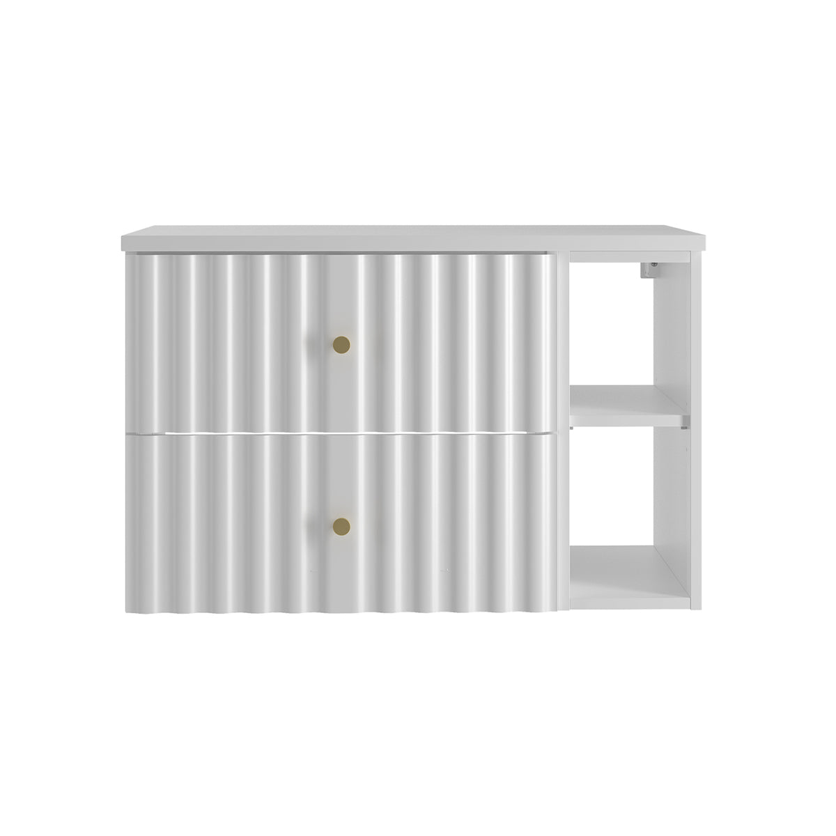 Meuble sous-vasque 80cm 2 niches plan de toilette Izae Blanc - vue 2