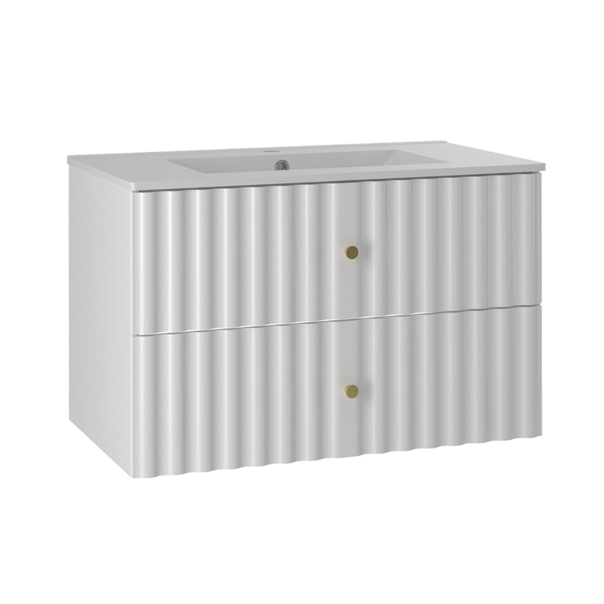 Meuble simple vasque encastrée 80cm Izae Blanc