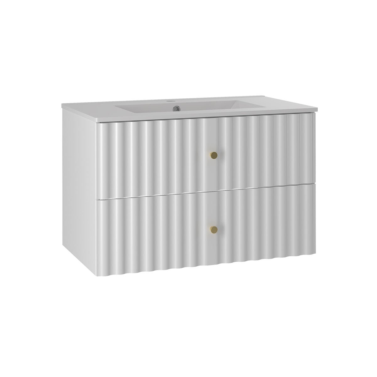 Ensemble meuble simple vasque encastrée 80cm et colonne Izae Blanc - vue 3