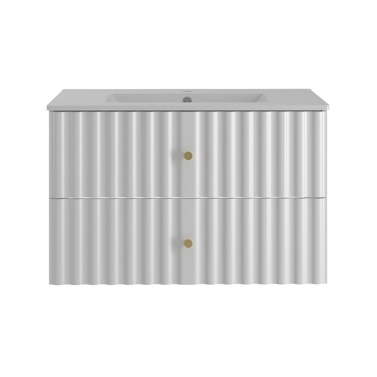 Meuble simple vasque encastrée 80cm Izae Blanc - vue 2
