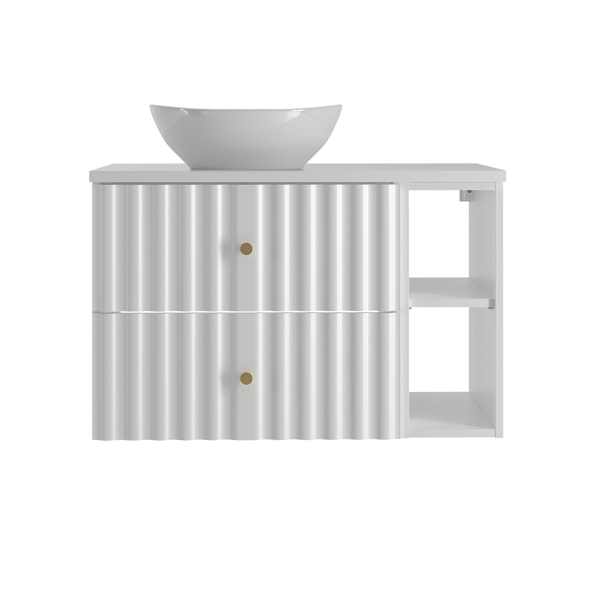 Meuble simple vasque 80cm 2 niches Izae Blanc - vue 2