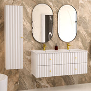 Ensemble meuble double vasque encastrée 120cm et colonne Izae Blanc