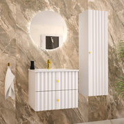 Ensemble meuble simple vasque encastrée 60cm et colonne Izae Blanc